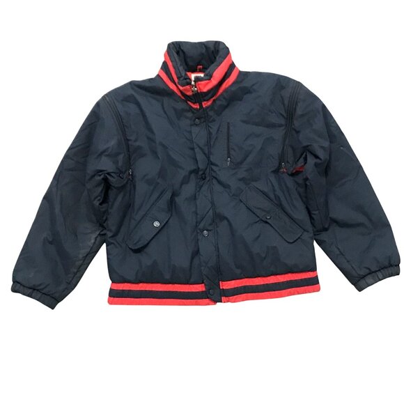 VTG FILA Mens L Windbreaker Jacket Removable Sleeves Navy Blue & Red - Picture 1 of 9